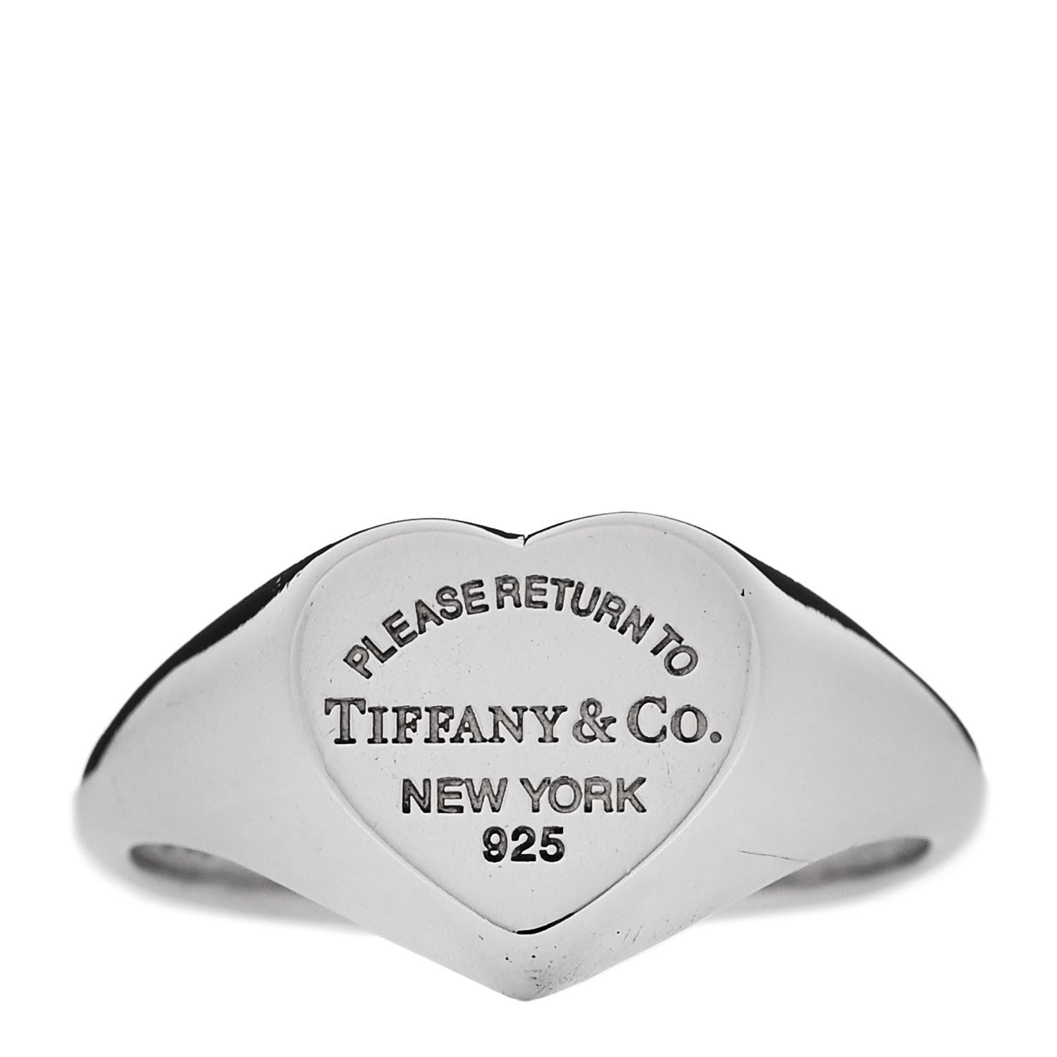 Tiffany Sterling Silver Return to Tiffany Heart Signet Ring 56 7.5 1 of 7