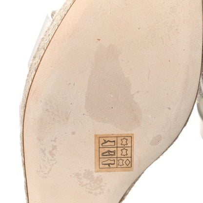 Hermes Goatskin Elda Espadrille Wedge Sandals 40 White 6 of 9