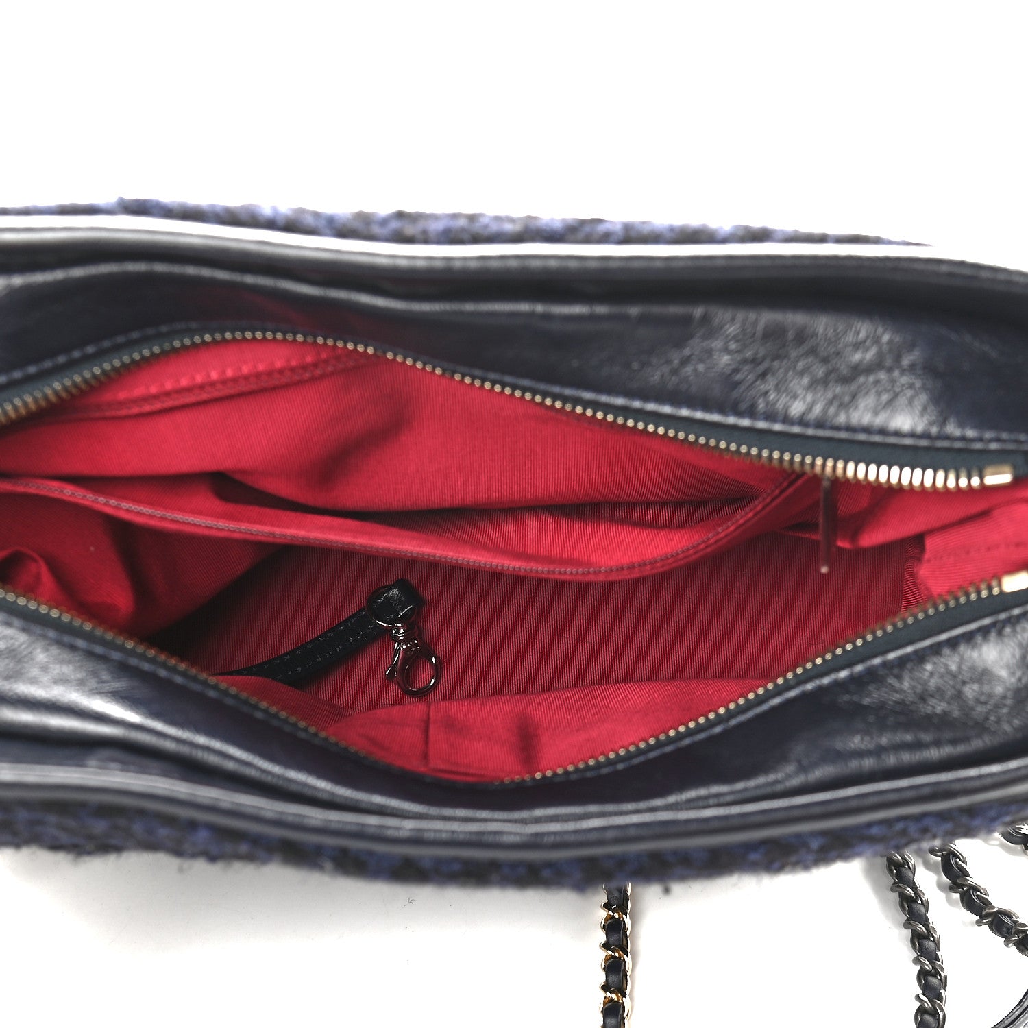 Chanel Tweed Calfskin Quilted Medium Gabrielle Hobo Black Blue 5 of 9