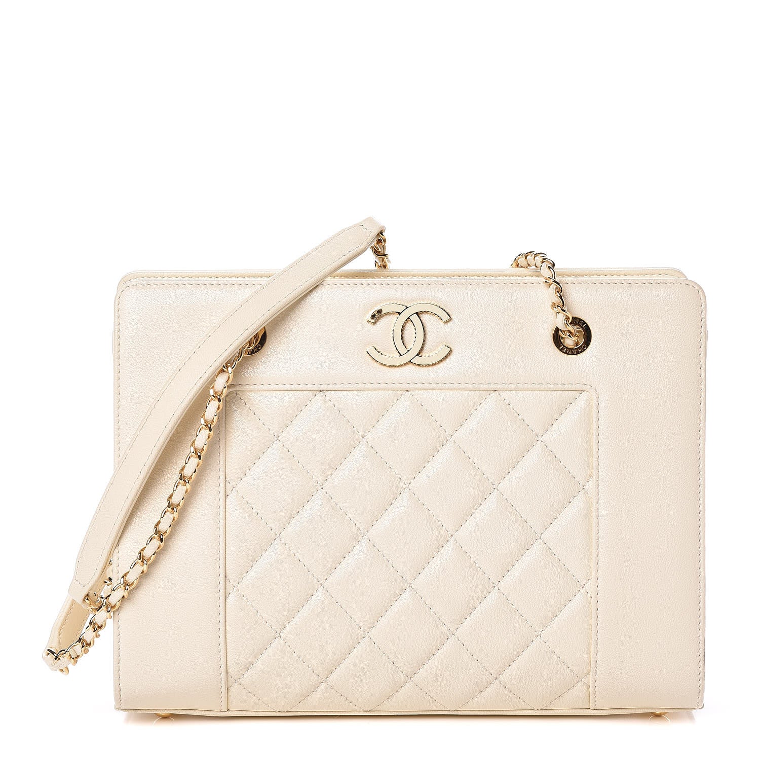 Chanel Sheepskin Quilted Mademoiselle Vintage Shopping Tote White 1 of 11