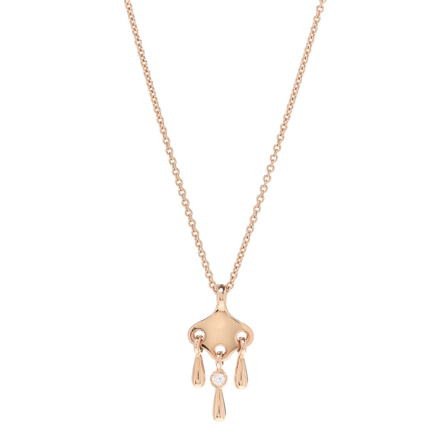 18K Rose Gold Diamond Filet d'Or Pendant Necklace