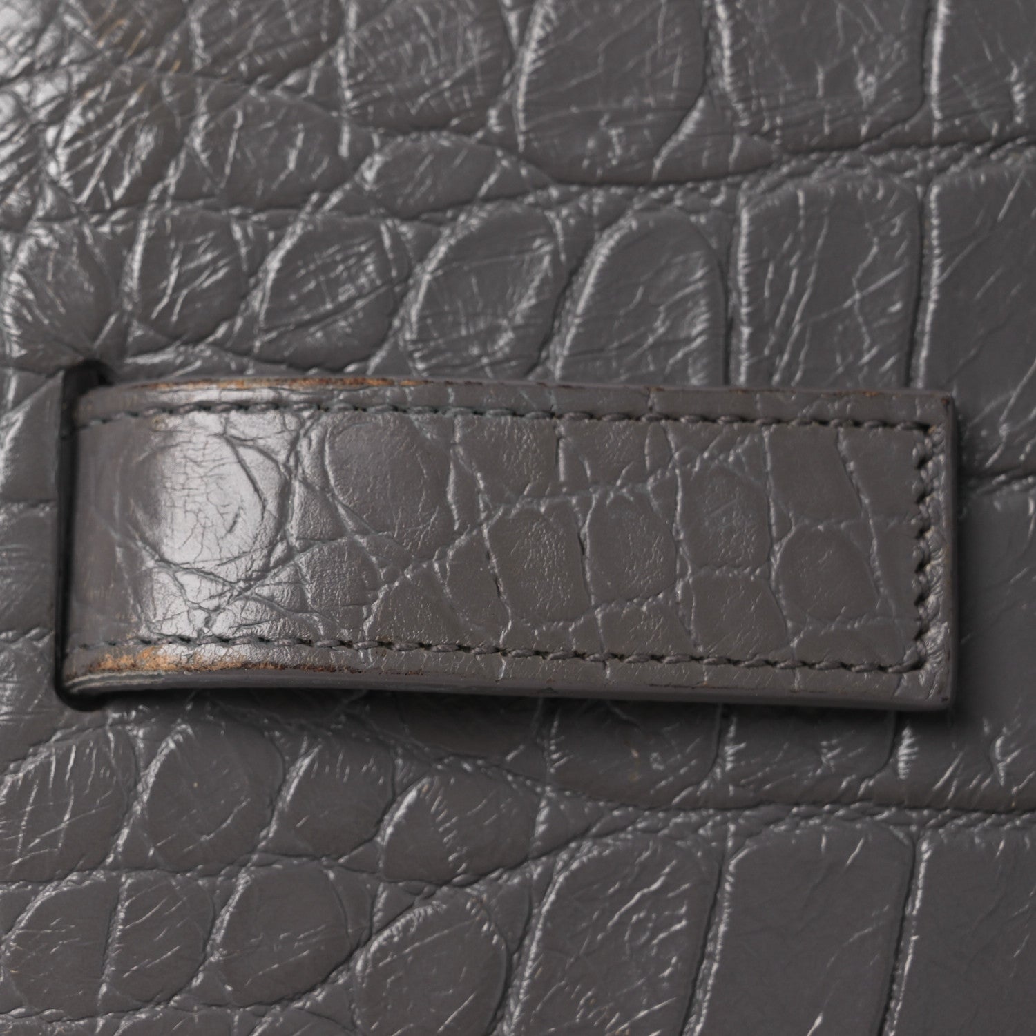 Saint Laurent Calfskin Crocodile Embossed Small Sac de Jour Fog 15 of 19
