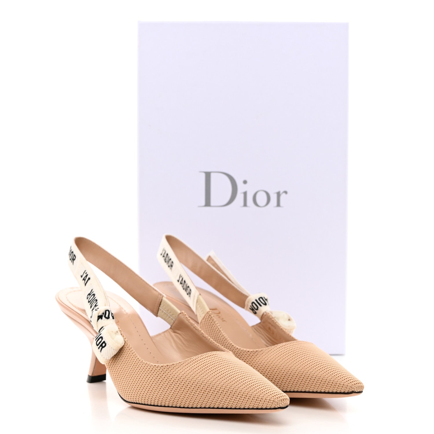 Christian Dior Technical Canvas Ribbon J Adior Slingback 65mm Pumps 35.5 Powder Nude 9 of 9