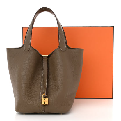 Hermes Taurillon Clemence Picotin Lock 22 MM Etoupe 11 of 11