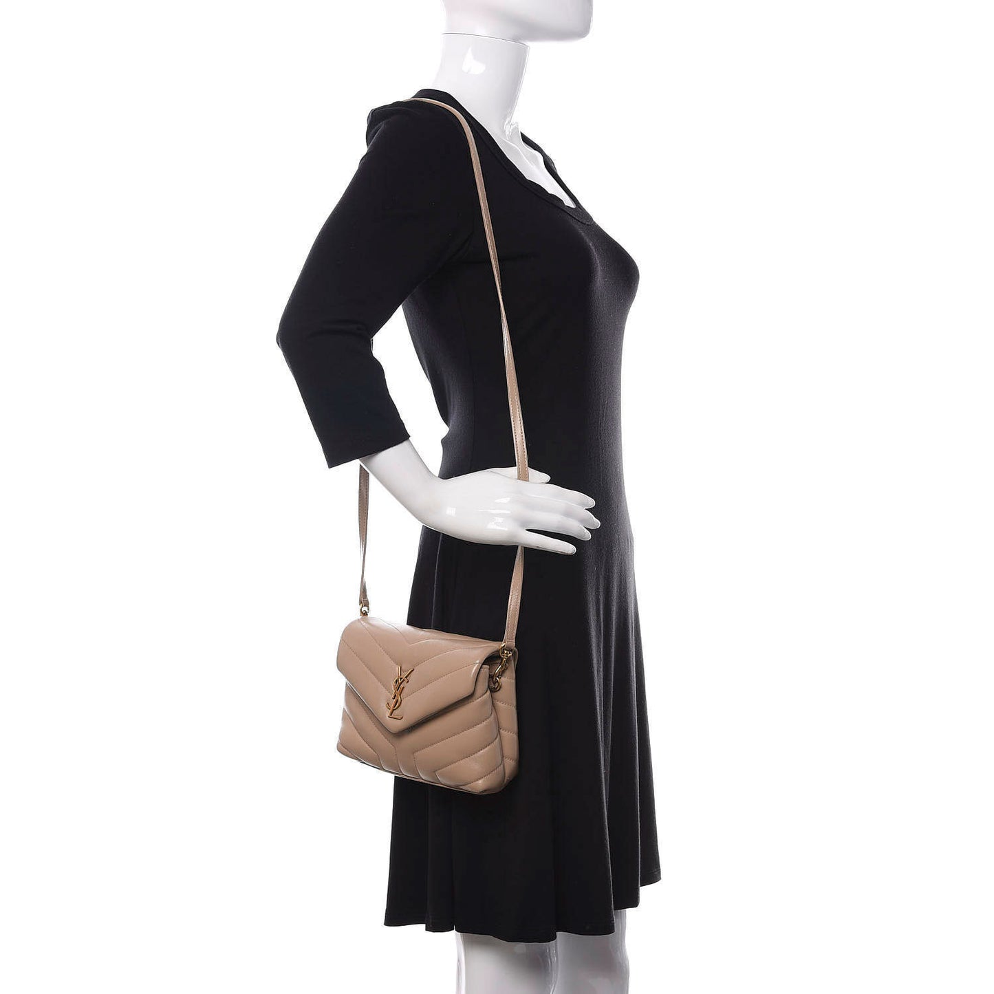Calfskin Y Quilted Monogram Toy Loulou Crossbody Bag Dark Beige