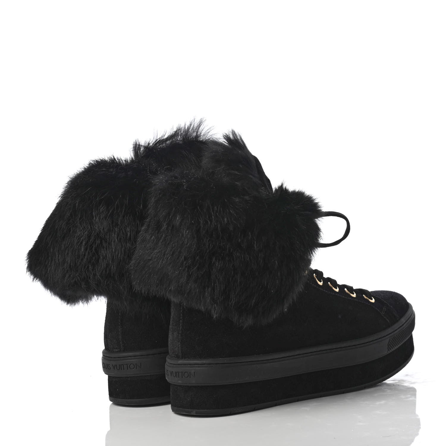 Louis Vuitton Suede Rabbit Fur Jazzy Sneakers 37 Black 4 of 10