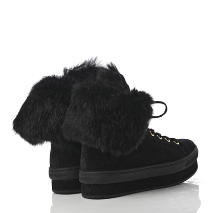 Louis Vuitton Suede Rabbit Fur Jazzy Sneakers 37 Black 4 of 10