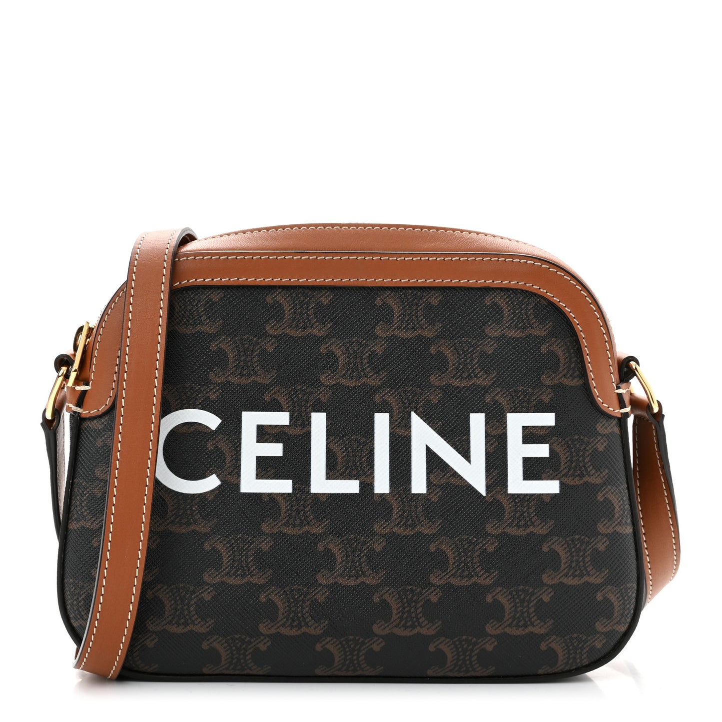 Triomphe Canvas Small Camera Bag Tan