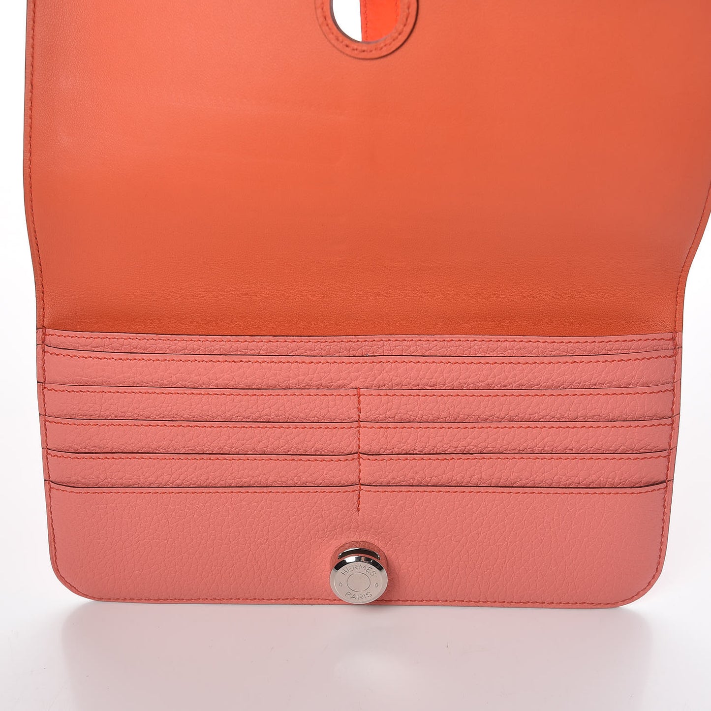 Togo Dogon Recto Verso Wallet Orange Poppy Rose Candy