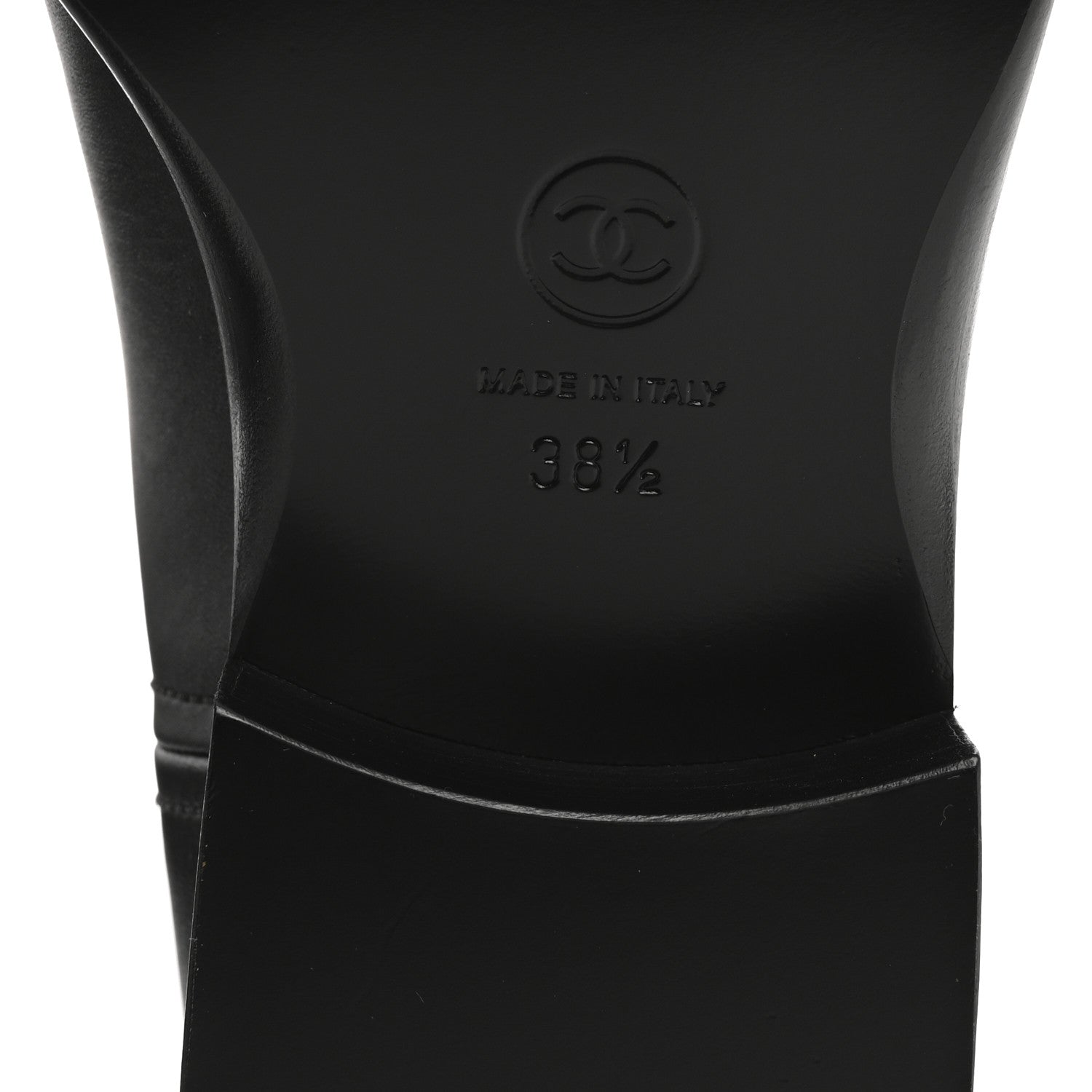 Chanel Calfskin Cap Toe CC Riding Boots 38.5 Black 7 of 9