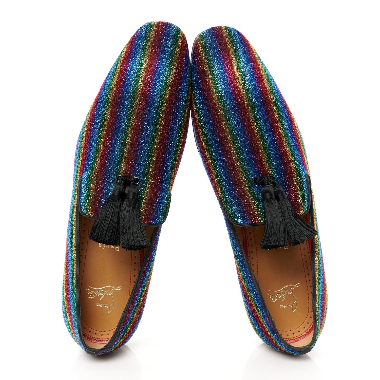 Christian Louboutin Glitter Mens Tassel Serge Officialito Flat Loafers 43.5 Multicolor 2 of 10