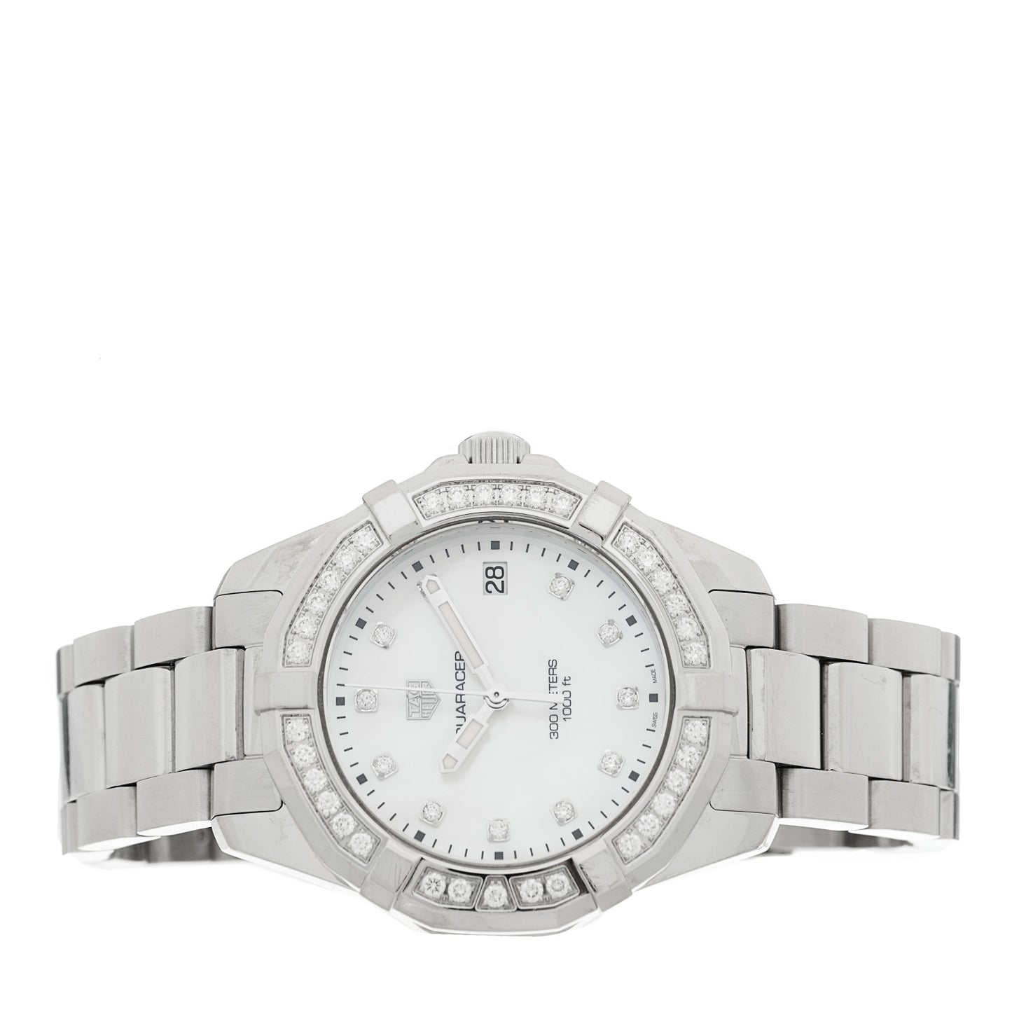 Stainless Steel Diamond Bezel Mother of Pearl 36mm Aquaracer Lady Quartz Watch WBD131C