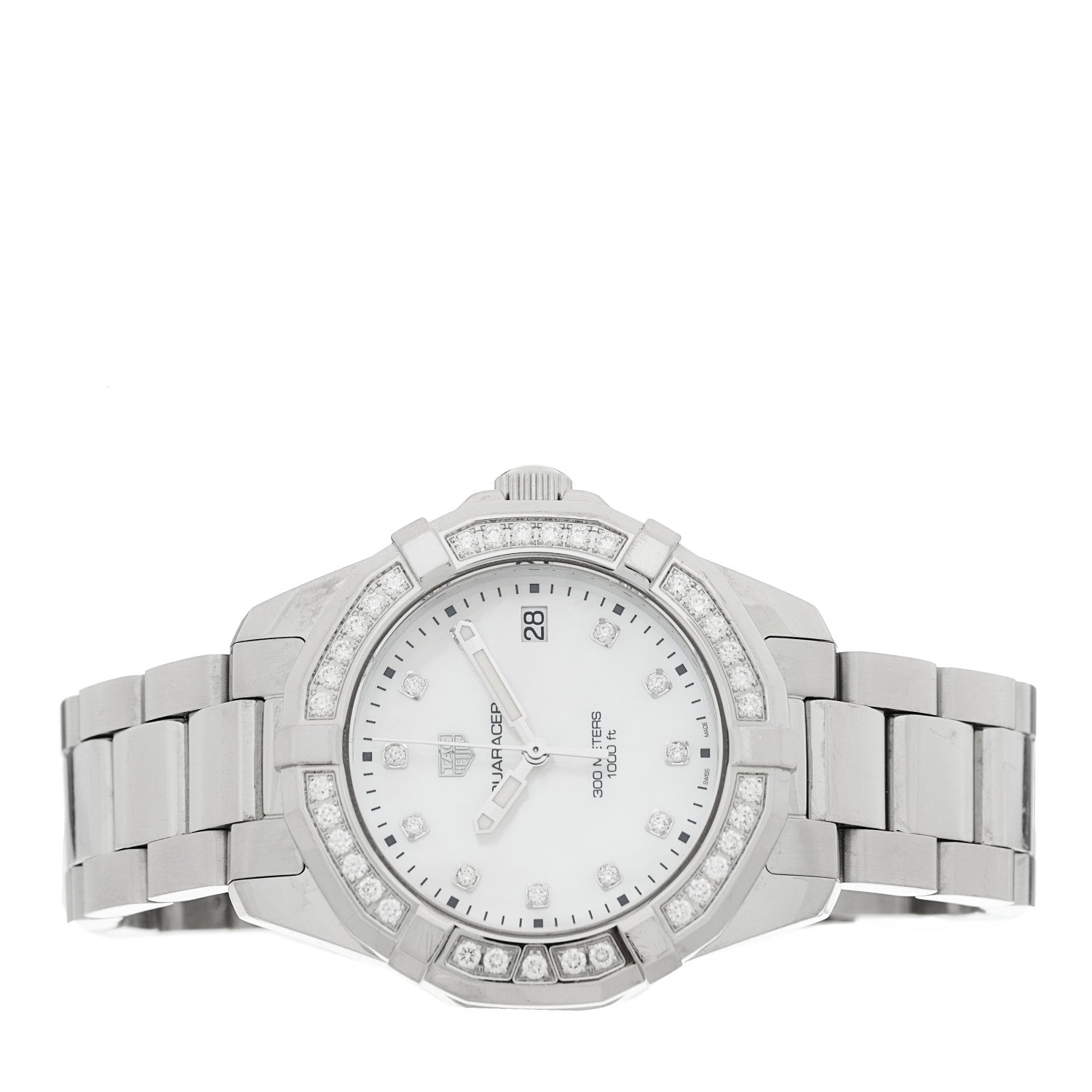 Tag Heuer Stainless Steel Diamond Bezel Mother of Pearl 36mm Aquaracer Lady Quartz Watch WBD131C 2 of 5