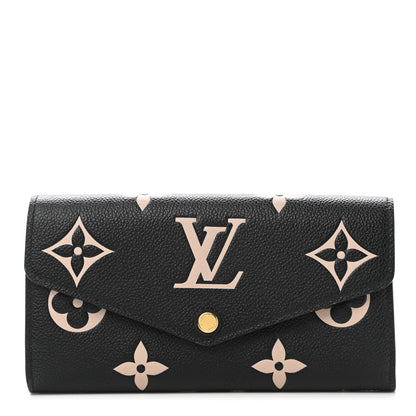 Louis Vuitton Monogram Empreinte Giant Sarah Wallet Black Beige 1 of 7