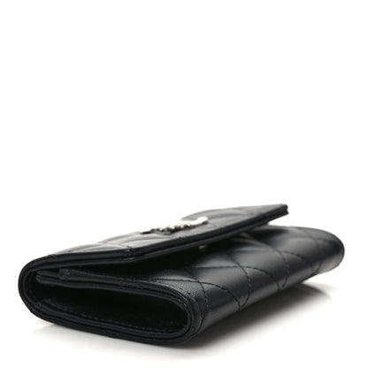 Chanel Lambskin Quilted Flap Crystal Star Card Holder Wallet Black 3 of 7