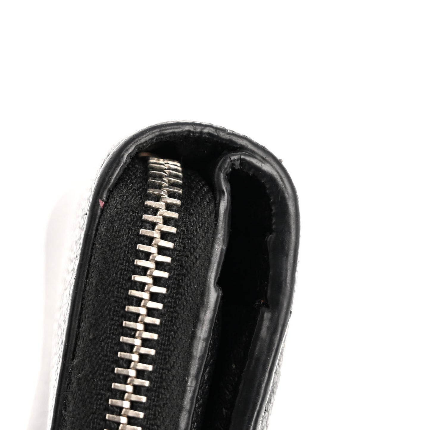 Grained Calfskin Rive Gauche Compact Zip Around Wallet Black