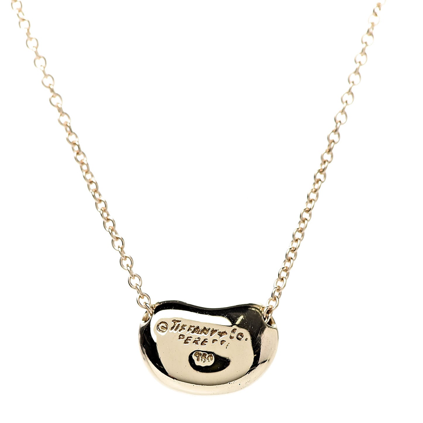 18K Yellow Gold 12mm Elsa Peretti Bean Pendant Necklace
