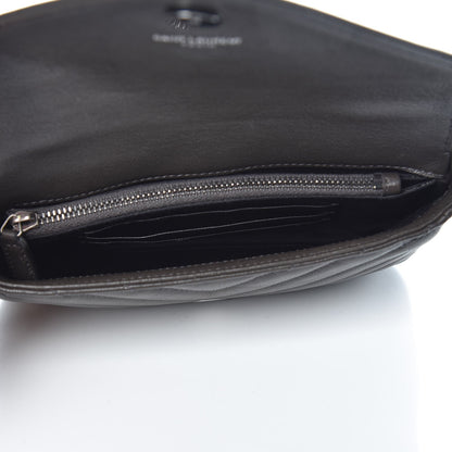 Saint Laurent Sheepskin Matelasse Chevron Monogram College Chain Wallet Coal 5 of 6