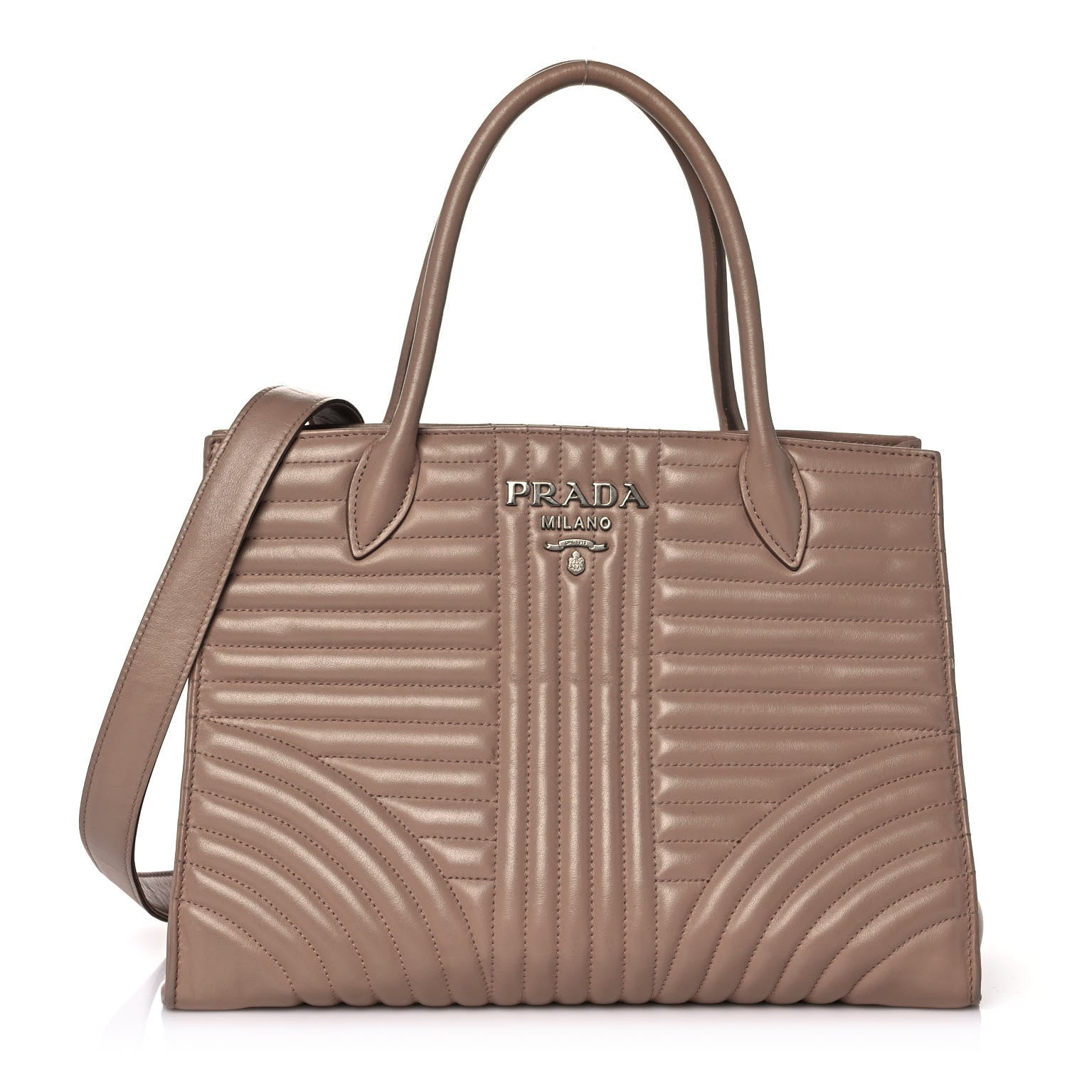 Prada Soft Calfskin Impunture Diagramme Tote Cipria 1 of 10