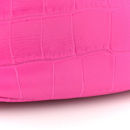 Balenciaga Extra Supple Calfskin Crocodile Embossed XS Le Cagole Shoulder Bag Lipstick Pink 11 of 11