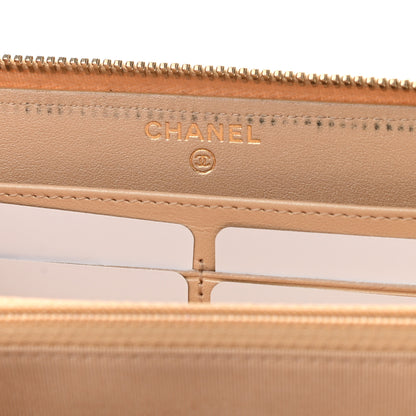 Chanel Iridescent Caviar Quilted Large Gusset Zip Around Wallet Beige Clair 6 of 10