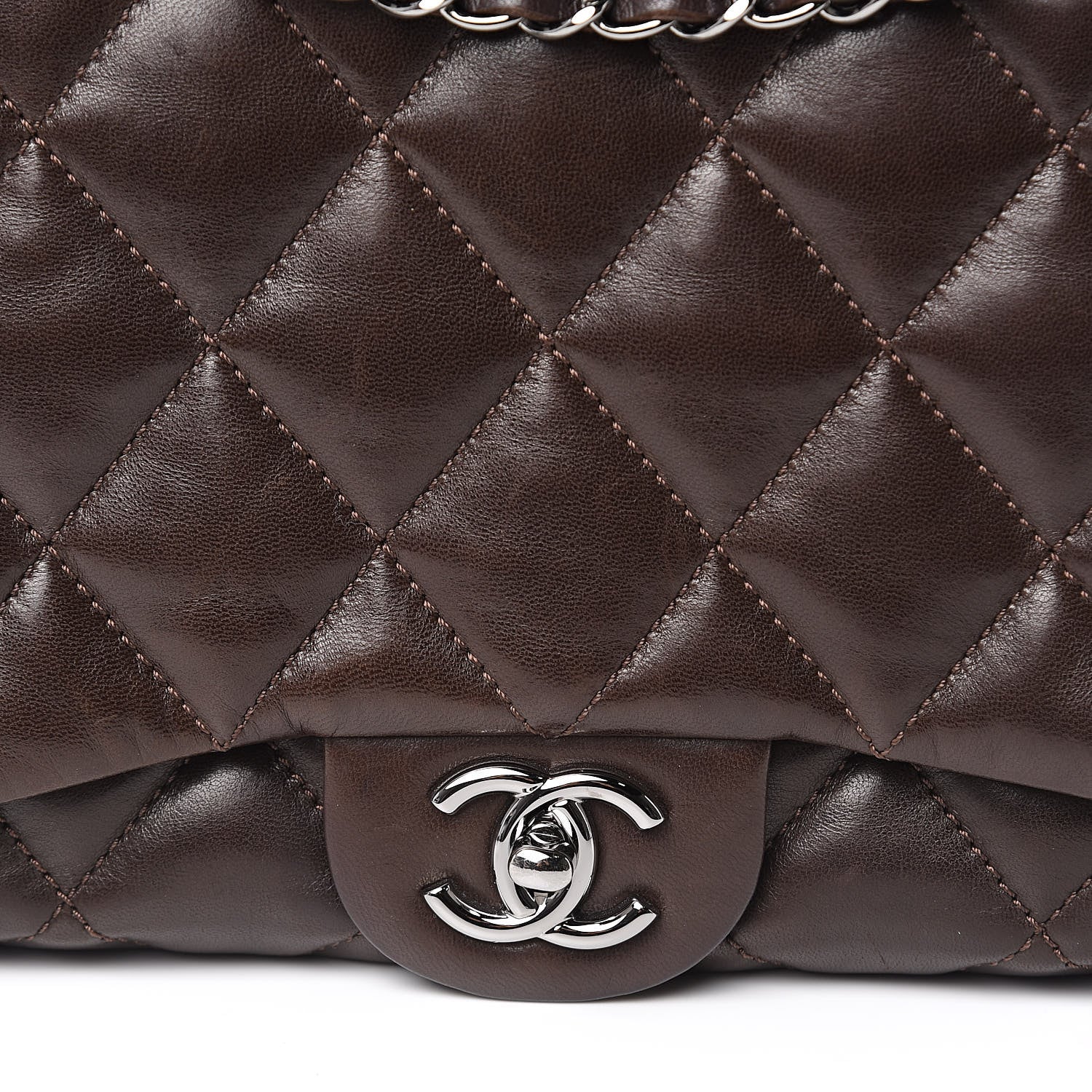Chanel Lambskin Quilted Large 3 Flap Brown 12 of 16