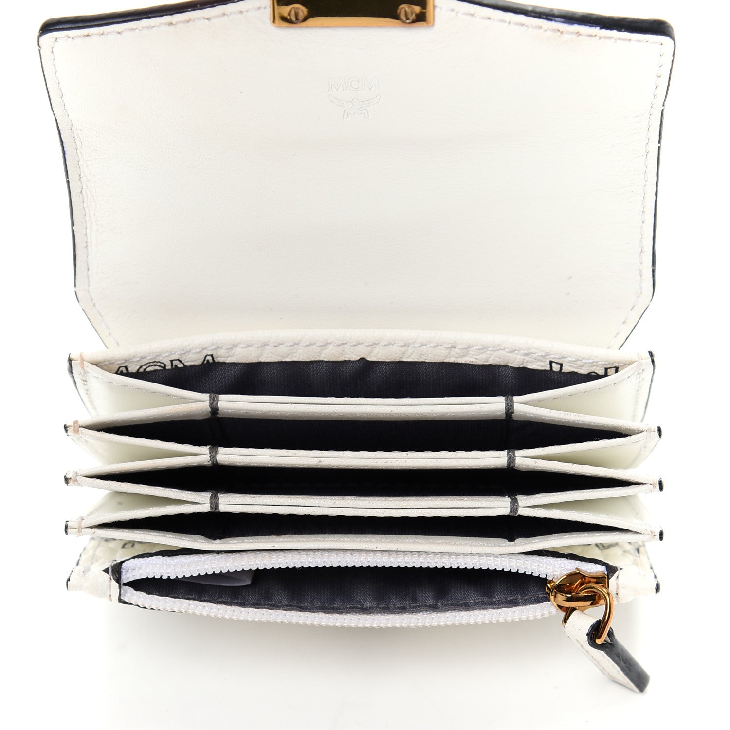 MCM Visetos Mini Accordion Card Wallet White 5 of 9