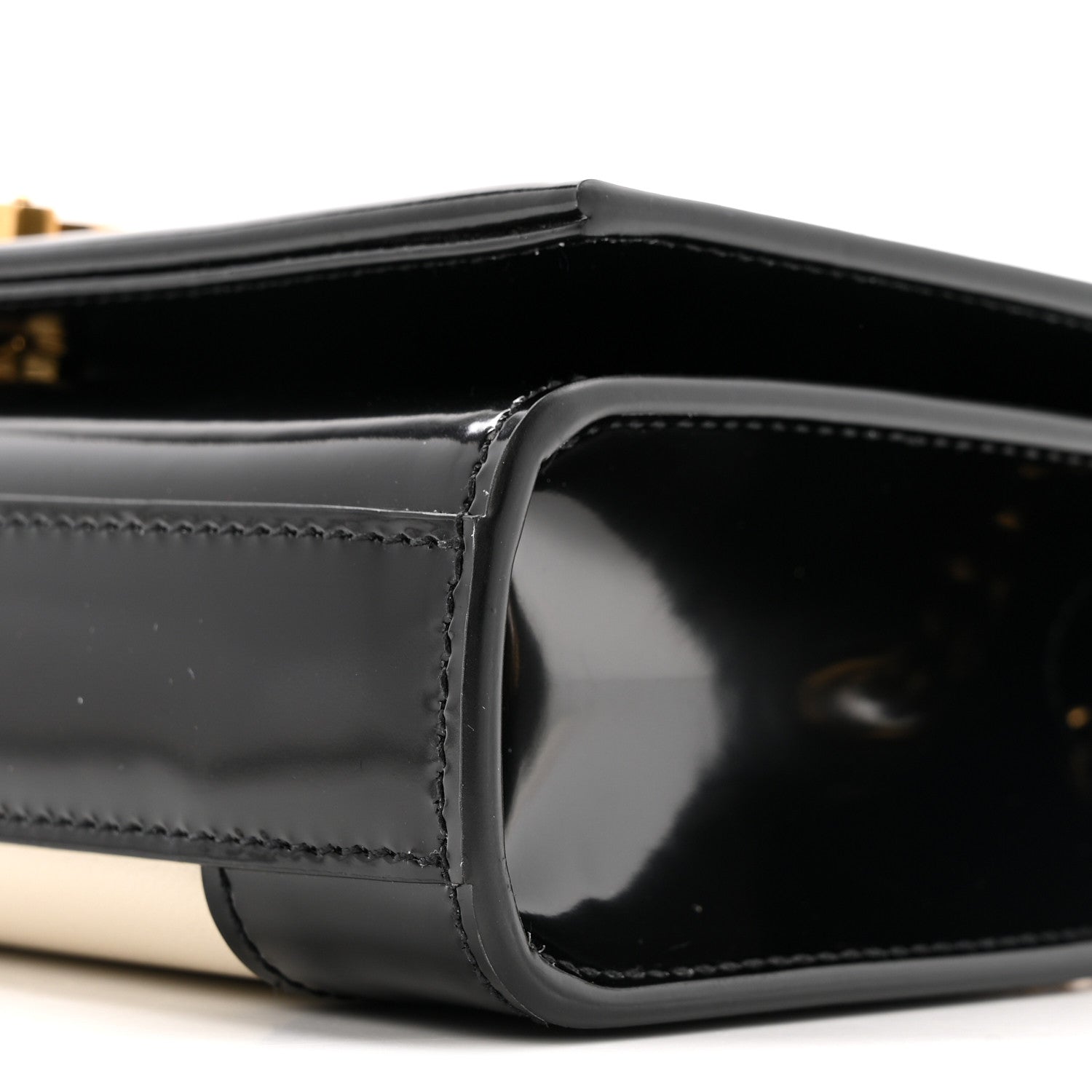 Saint Laurent Nappa Patent Calfskin Two-Toned Small Monogram Kate Satchel Alabastro Black 10 of 11