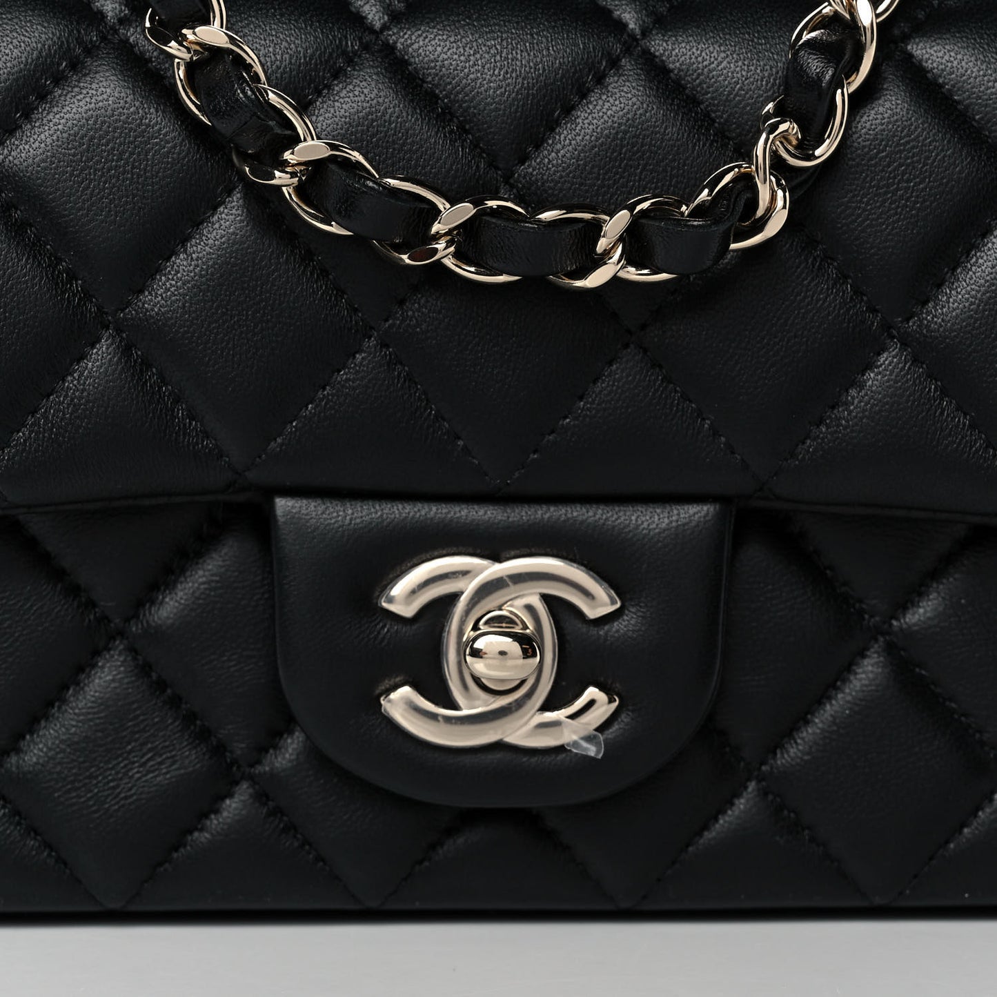 Lambskin Quilted Mini Rectangular Flap Black