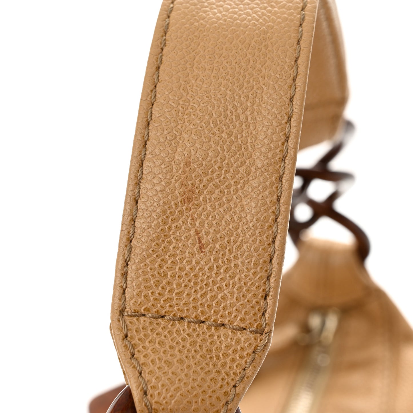 Caviar CC Wood Chain Hobo Beige