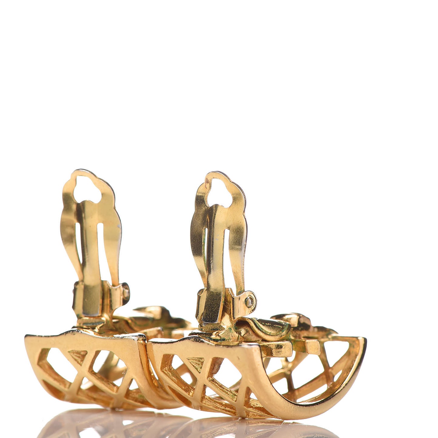 Quilted Clip On Earrings Gold