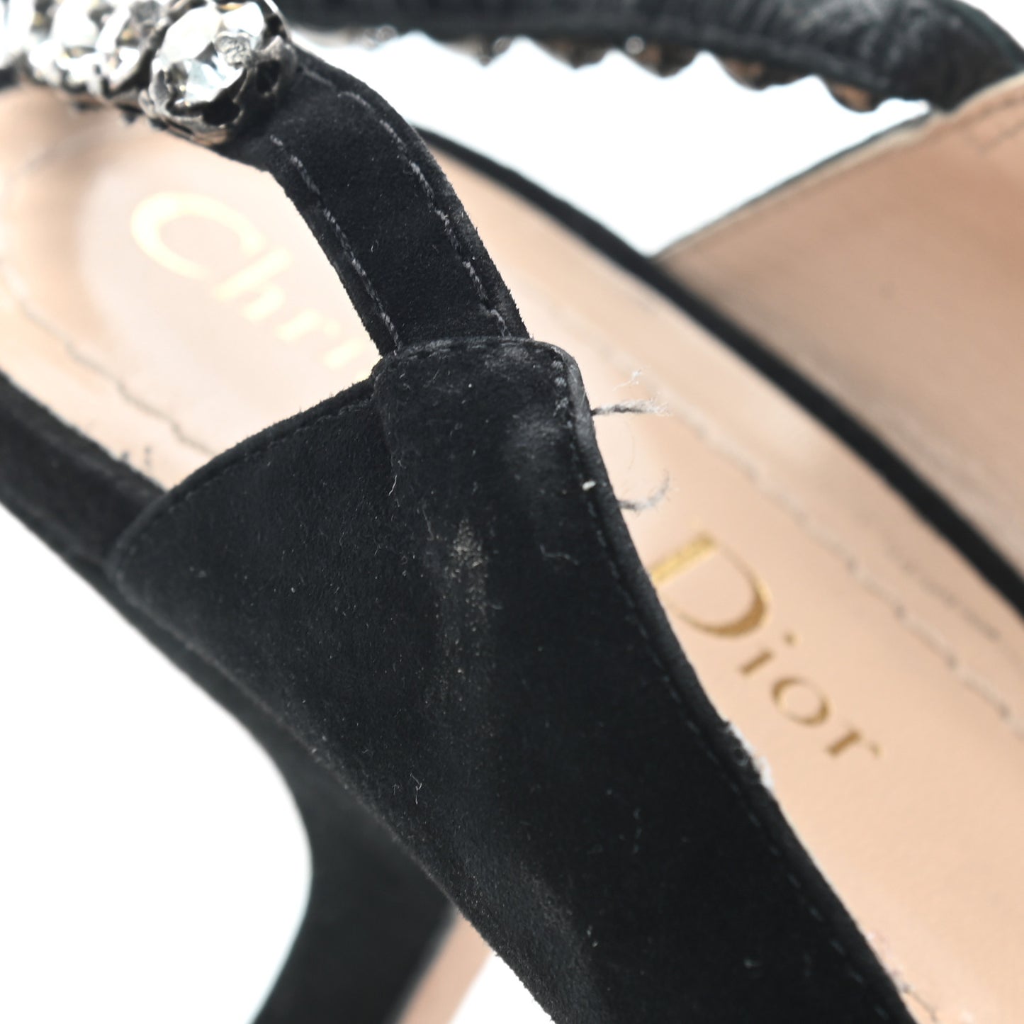 Suede Crystal Diorich Slingback Pumps 39 Black