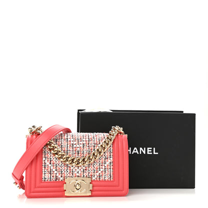 Chanel Lambskin Tweed Quilted Small Boy Flap Pink 11 of 11