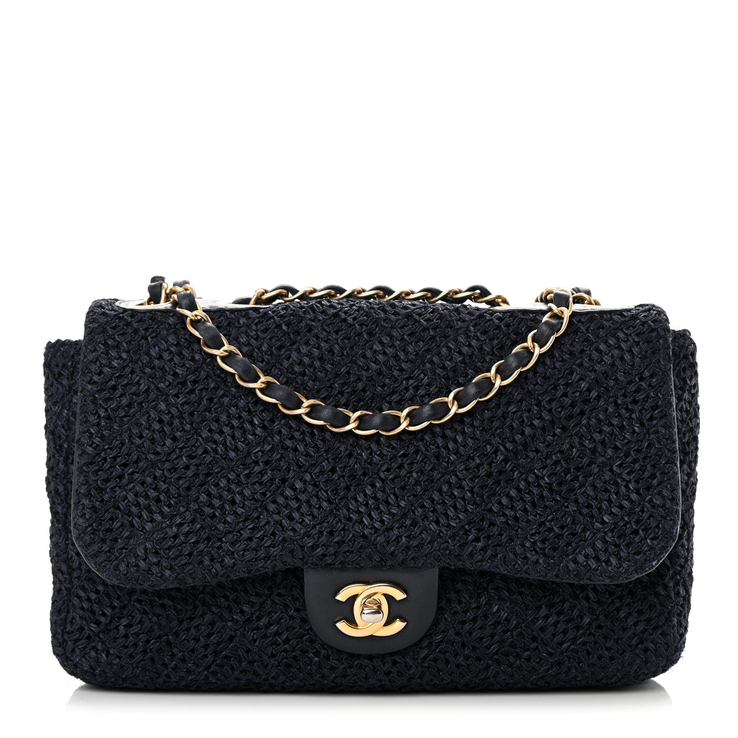 Chanel Woven Nylon Medium Single Flap Blue 1 of 16