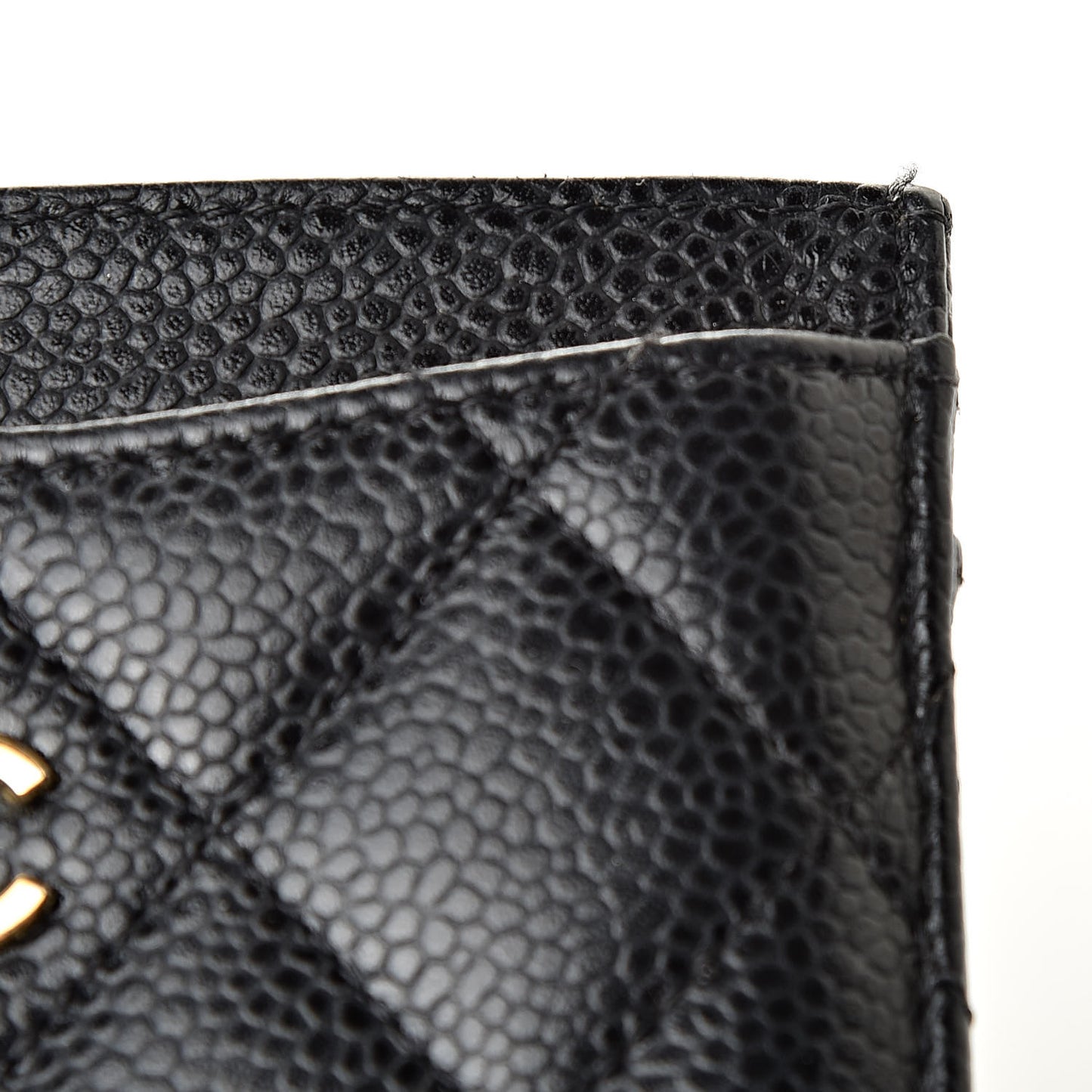 Caviar Quilted Card Holder Black