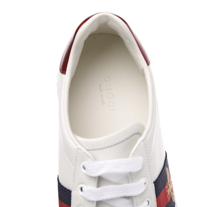 Gucci Calfskin Crystal Web Bee Embroidered Womens Ace Platform Sneakers 38.5 White 6 of 9