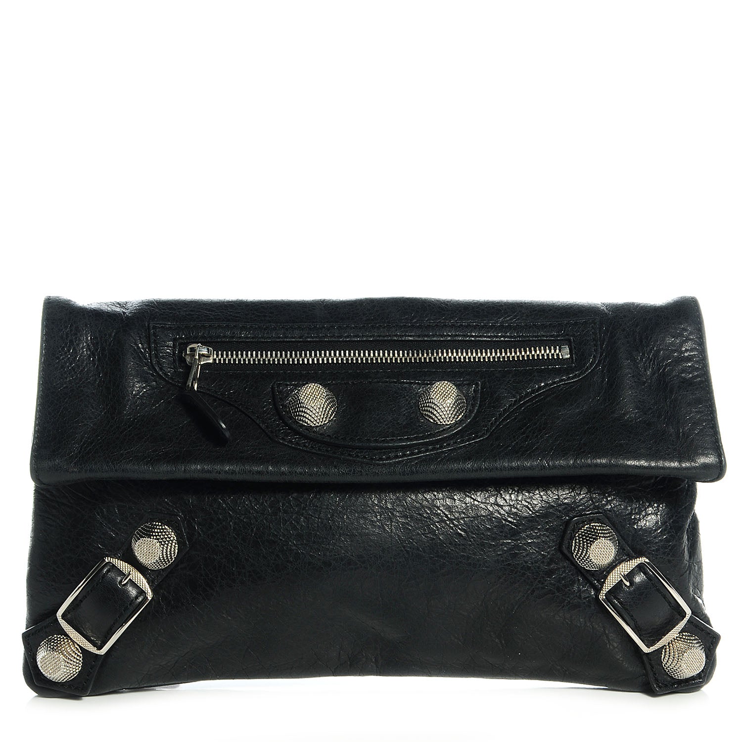 Balenciaga Agneau Giant 21 Silver Hardware Envelope Clutch Black 1 of 8