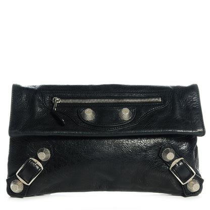 Balenciaga Agneau Giant 21 Silver Hardware Envelope Clutch Black 1 of 8