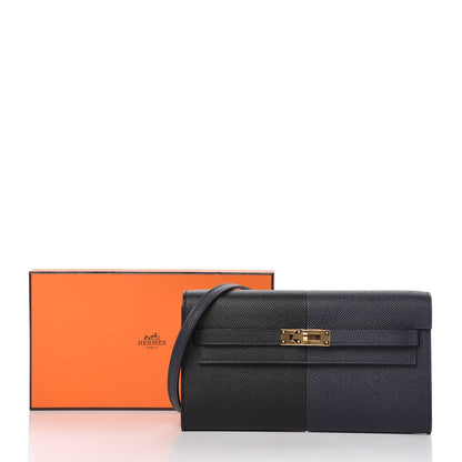 Hermes Epsom Casaque Kelly Wallet To Go Black Bleu Indigo Bleu Frida 10 of 10