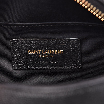 Saint Laurent Grain De Poudre Matelasse Chevron Quilted Round Vinyle Camera Bag Black 5 of 7