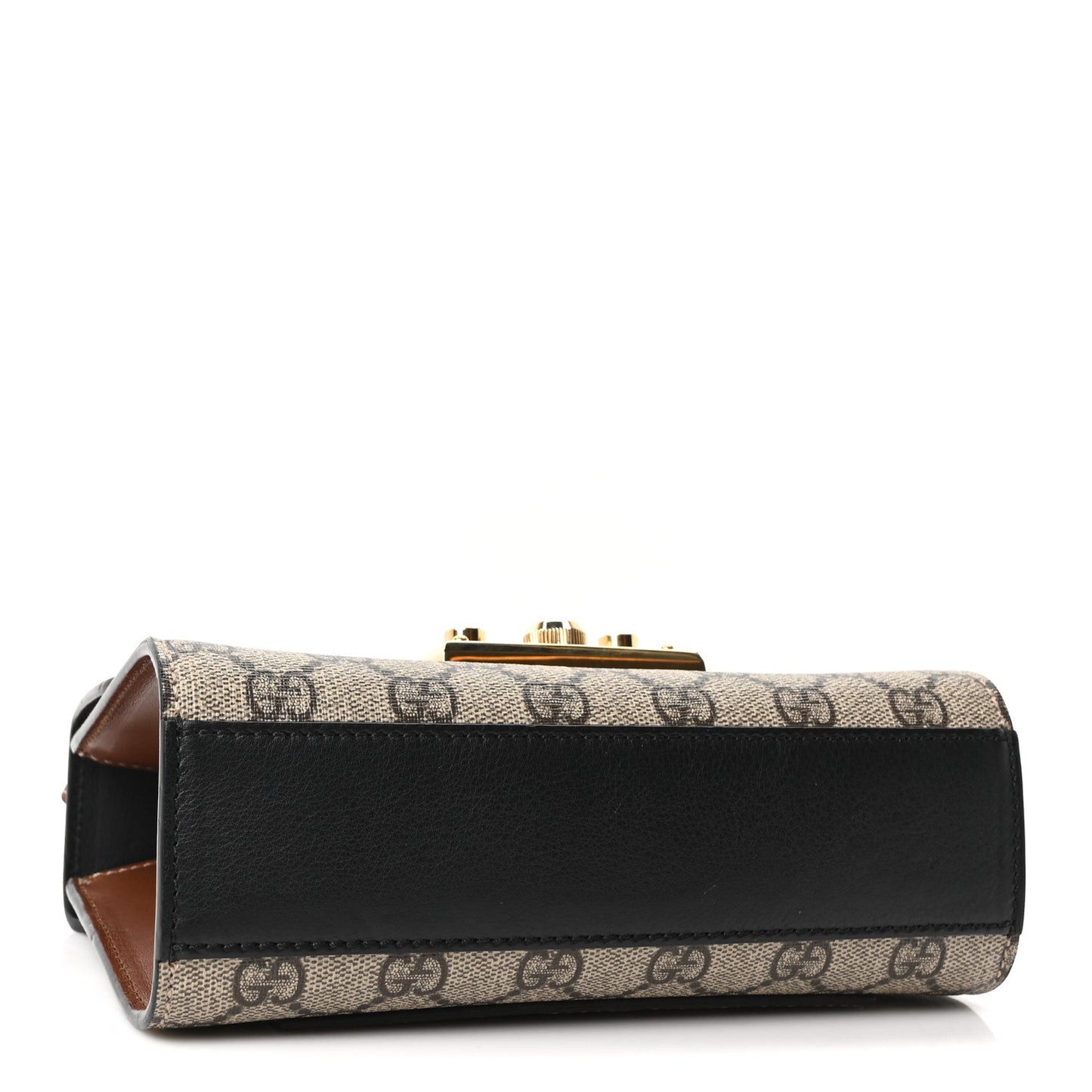 GG Supreme Monogram Calfskin Small Padlock Shoulder Bag Beige Black Cuir