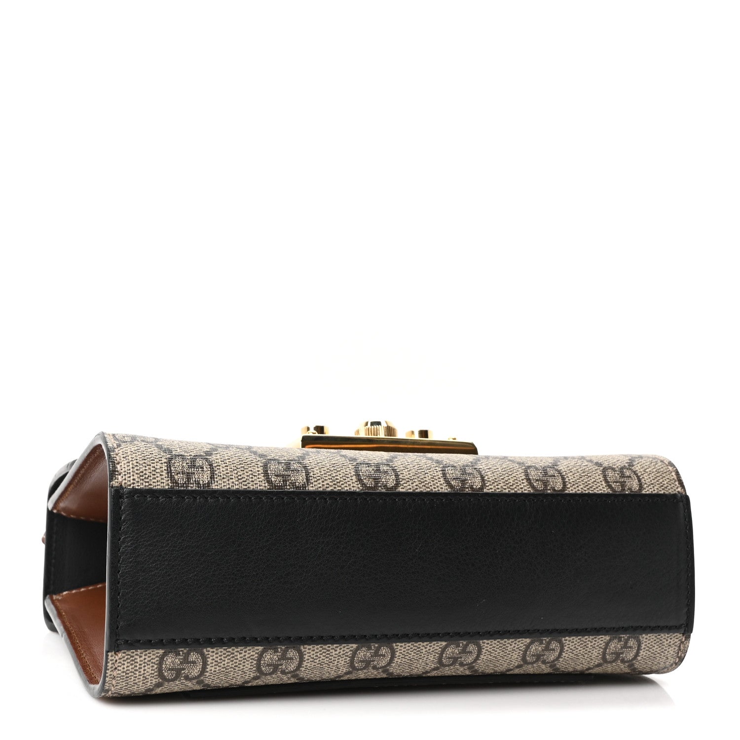 Gucci GG Supreme Monogram Calfskin Small Padlock Shoulder Bag Beige Black Cuir 4 of 11