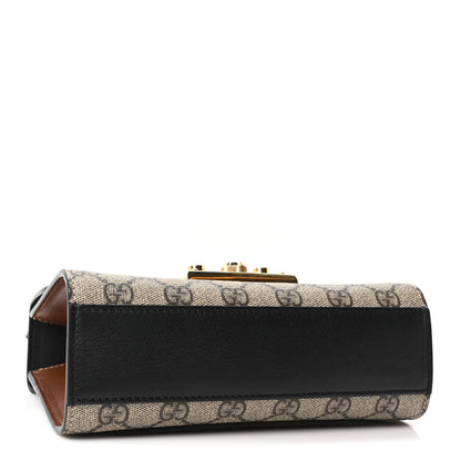 Gucci GG Supreme Monogram Calfskin Small Padlock Shoulder Bag Beige Black Cuir 4 of 11