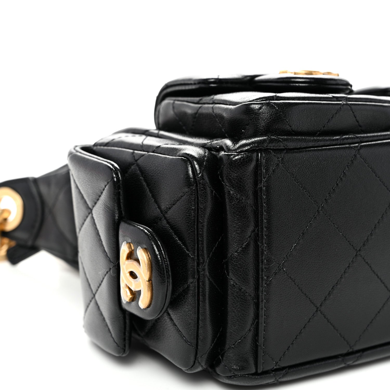Chanel Shiny Lambskin Quilted Trendy Pockets Hobo Black 9 of 10