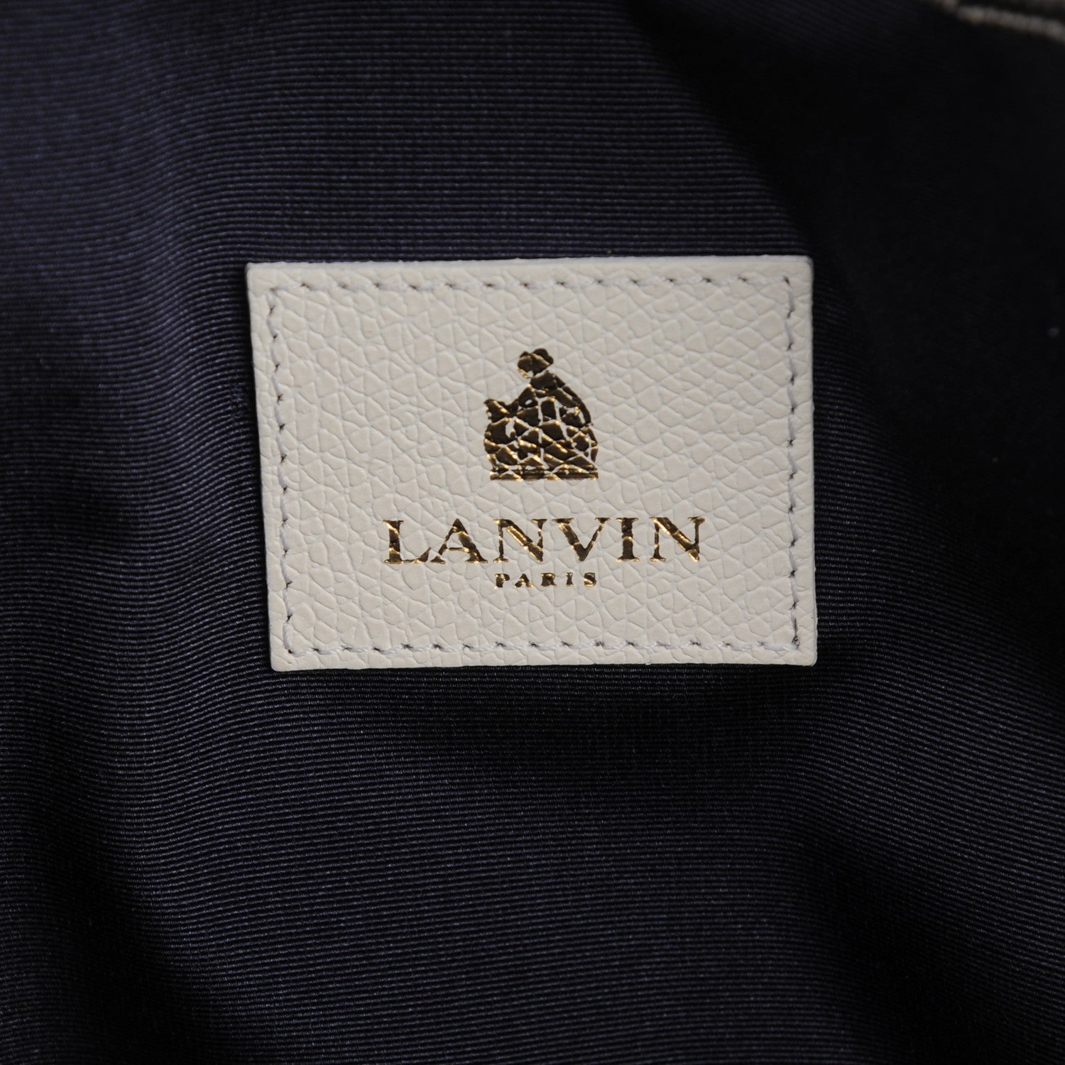 Lanvin Lizard Effect Moonriver Tote Calfskin Tote Black White 6 of 7
