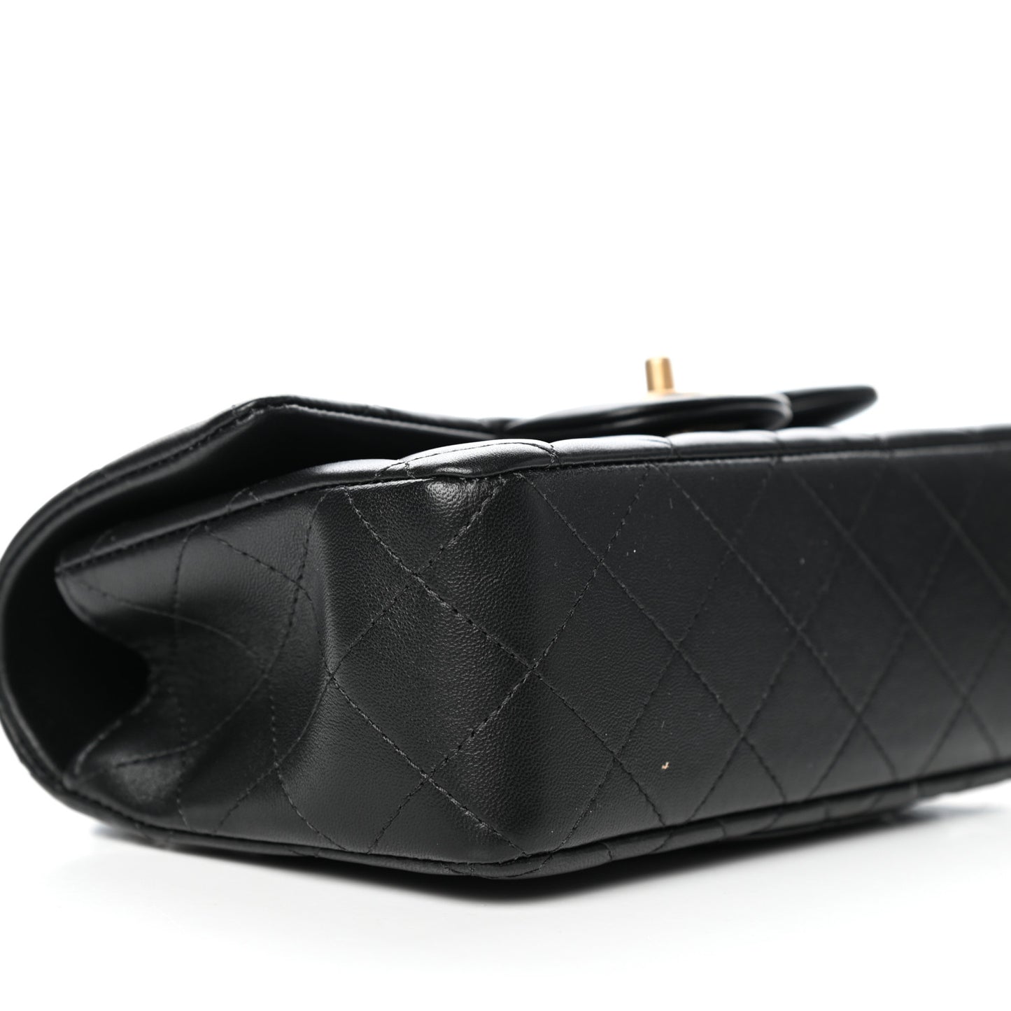 Lambskin Quilted Mini Top Handle Rectangular Flap Black