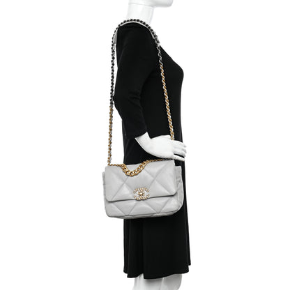 Chanel Goatskin Quilted Medium Chanel 19 Flap Grey 2 of 11