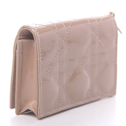 Christian Dior Patent Cannage Small Lady Dior Flap Card Holder Rose De Vents 3 of 9