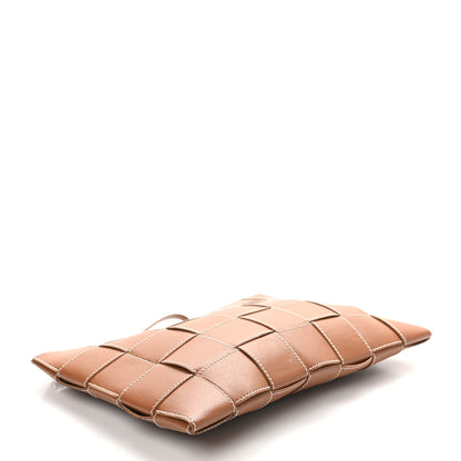 Bottega Veneta Calfskin Maxi Intreccio Large Cassette Flat Zip Pouch Wood Natural 4 of 9