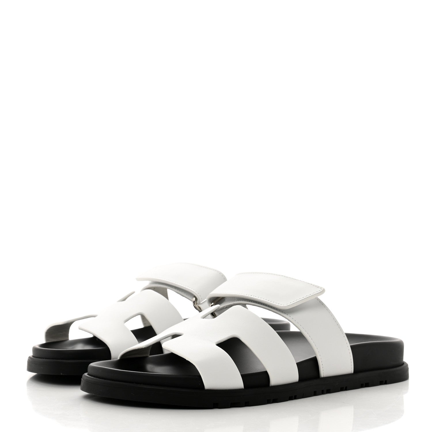 Hermes Calfskin Womens Chypre Sandals 37 White 3 of 9